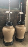 Pair Vintage Lamps W/ Glass Bases - 31