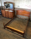 The Continental Furniture Co. Vintage 1950s Cherry Full Size Bed & Dresser