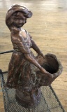 Cast Lady W/ Basket Statue - 25