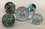 5 Nice Art Glass Paperweights