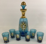 7-piece Blue Glass Decanter Set