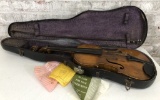 Old Wooden Violin W/ Case