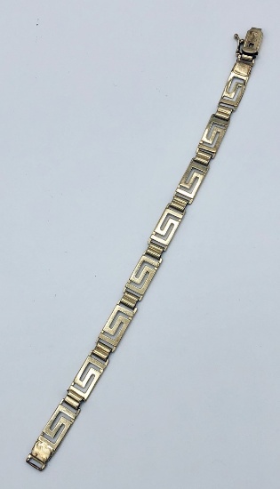 585/14kt Gold Greek Key Bracelet - 9.9 Gr, Clasp Needs Repair