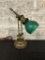 Early 1900s Piano Lamp W/ Iridescent Acid Etched Shade