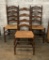3 Vintage Ladder Back Chairs W/ Rush Seats - 40