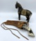 Wooden Carved Horse - Embellished W/ Brass & Copper;     Hubley Texan 38