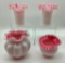 Fenton Pink & White Ruffled Vase - 6