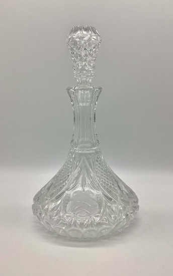 Etched Glass Ship's Decanter - 12¼"