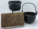 Small Cast Iron Pot - Hole Drilled In Bottom;    Cast Iron Pot W/ Handle -
