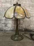 1920s Bronze Lamp W/ Slag Glass Shade - 20