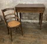 1920s Spinet Desk W/ Early Walnut Caned Chair - Desk 37