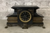 Victorian Slate & Bronze Clock - G J Levy, French, No Pendulum, Missing Top