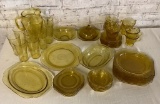 54 Pieces Amber Depression Glass - Indiana Glass, Madrid Pattern - 8 9