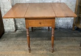 Vintage Drop-Leaf Table W/ 1 Drawer - Leaves Up 47