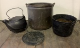 Cast Iron Teapot - #8, Hole Drilled;     Cast Iron Kettle - Hole Drilled;