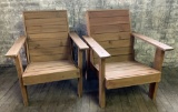 Pair Wooden Adirondack Style Chairs - LOCAL PICKUP ONLY !