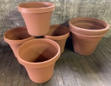 5 Large Terra Cotta Color Plastic Pots - Largest Is 25