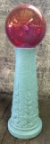 Concrete Pedestal W/ Art Glass Gazing Ball - 33