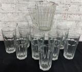 8 Large Vintage Lemonade/Iced Tea Glasses W/ Pitcher