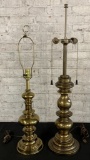 2 Vintage Heavy Brass Lamps - Tallest Is 36