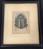Framed Woodblock - Beetle, 13¼