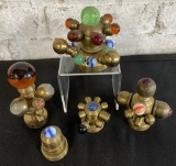 5 Unique Small Brass Art Sculptures Made From Old Brass Pieces - Door Knobs