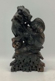 Carved Marble Foo Dog On Stand - 8½