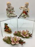 Pair Boy & Girl Figurines;     2 Capodimonte Florals;     Early Hummel - Fu