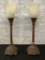 Pair Torchiere Lamps W/ Glass Shades - 23½