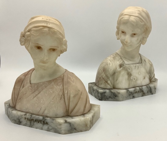 2 Marble Busts - 8½" Tall