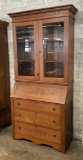 Victorian Eastlake Spoon Carved Cherry Secretary/Bookcase - 37½