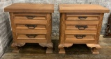 2 Solid Wood 3-drawer Chests - 1 Has Wood Separation On Top, 30