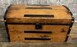 Antique Wood Camel Back Trunk - 29½