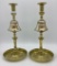 Pair Brass Candlesticks W/ Dinner Bell - 11