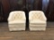 Pair Nice Tufted Swivel Arm Chairs W/ Damask Upholstery - 32