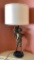 Spelter Painted Figural Lamp W/ Custom Shade - 33