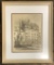 Engraving - European Street W/ Monument, Artist Signature Illegible, 135/20