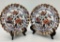 2 English Copeland Imari Plates W/ Scalloped Edges - Includes Wooden Stands