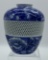 Blue & White Asian Open Latticework Vase - Signed