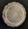 Round Silverplated Tray On Legs W/ Heavily Chased Center & Gadroon Grape Bo