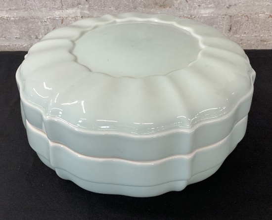 Large Celadon Ceramic Box W/ Lid - 14"x4½" Tall