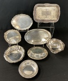 8 Small Pieces Silverplated Servers - Round Tray Is 6½