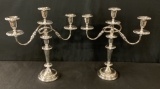 Pair Silverplated 3-cup Candelabras - 15¼