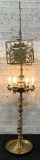 Very Cool Vintage Brass Lamp - Notice The Detail W/ The Lions Etc., 56.5