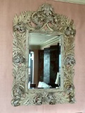 William Switzer Scartoccio Beautifully Hand Carved Mirror W/ Beveled Glass