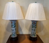 Pair Vintage Chinese Lamps - Double Sockets, 36