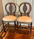 Pair Balloon Back French Chairs W/ Rush Seats - 17