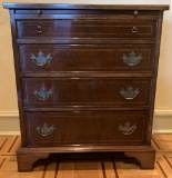 Small Inlaid Mahogany Butler's Chest W/ 4 Drawers And Slide Out Tray - 25½