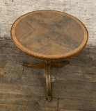 Small Occasional Table W/ Matchbook Veneer Top W/ Glass - 20