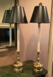 Pair Frederick Cooper Brass Candlestick Buffet Lamps - 38